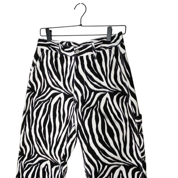 BDG Leila Zebra Print Carpenter Cargo Pants Womens Size 26 Urban Outfitters - Picture 3 of 16